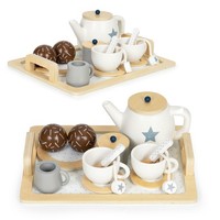 5905817000494 Drewniany Zestaw Do Herbaty Dzbanek FiliżAnki 17 ElementóW Ecotoys
