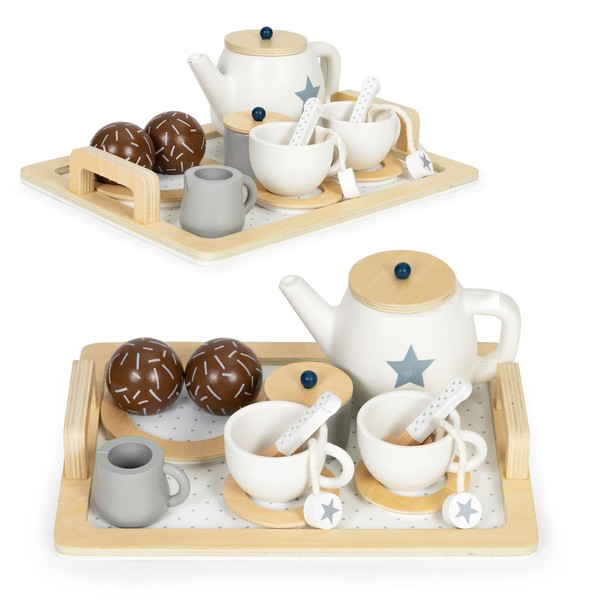 5905817000494 Drewniany Zestaw Do Herbaty Dzbanek FiliżAnki 17 ElementóW Ecotoys-image