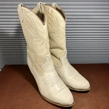 Vintage Acme Dingo Women’s Sz 8M Cream Cowboy Western Ankle Boots USA Made 7373