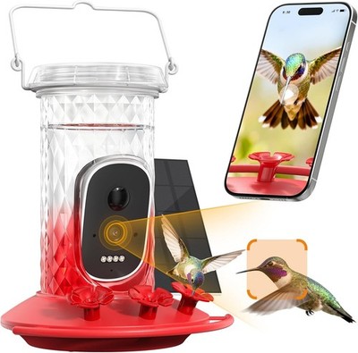 Smart Hummingbird Feeder Camera with AI Identification, 2.5K Solar Power IP66