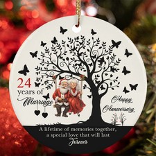 24 Year Marriage Anniversary Ornament Santa Claus Love Swing 24th Christmas Gift
