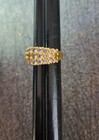 Woman's Gold Over .925 Sterling Silver Ring ~ Size 7.5 ~ 3 Rows of CZ's ~ Nice — photo 3