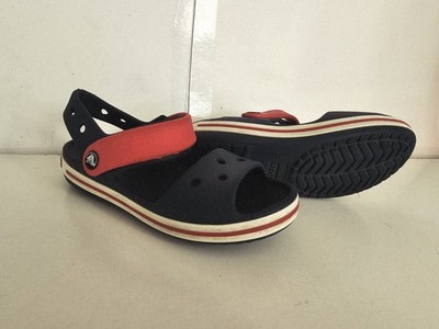 Crocs Crocband UK 12 EU 29-30 JUNGEN KINDER NAVY BLAU ROT STRAND SOMMER SANDALEN SCHUHE