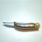 Pocketknife Wood Brass Handle Stainless Steel Blade Manual Folding Brown — photo 4