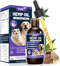 Hemp Oil for Dogs Cats Anxiety Stress Relief Drops with Omega 3-6-9,Hemp Oil