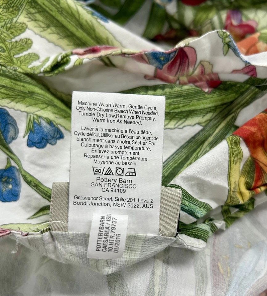 Pottery Barn 3 Pc SET Floral Tropical FULL/QUEEN Duvet Cover+ 2 Shams - Image 2 of 3