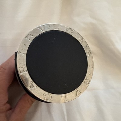 Bvlgari Bulgari Schwarz Silber Leder Rund Zylinder Brillenetui Aufbewahrungsbox 