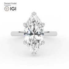 Marquise Diamond Engagement Ring 18k White Gold Labgrown 5 Ct Solitaire
