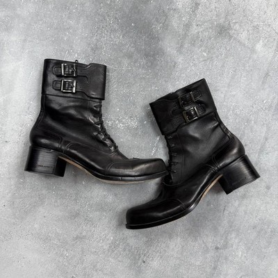 Dsquared2 High Heel Double Buckle Leather High Boots Black Size 44