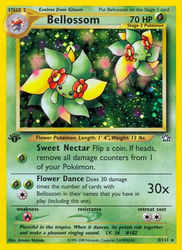 Bellossom - 3/111 - Pokemon Neo Genesis 1st Edition Holo Rare Card WOTC MP