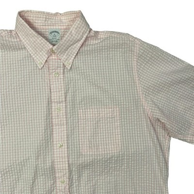 Brooks Brothers Regent 1818 Men's Pink Gingham Checkered Shirt XL Cotton