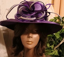 Women's Church, Derby Mother's Day,Easter Hat Purple With Rhinestone Trim. Wow 