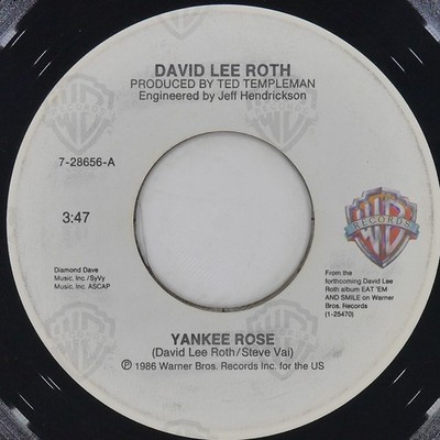 DAVID LEE ROTH Yankee Rose WARNER BROS 7-28656 VG 45 RPM 1986 Hard Rock 7'' Metal
