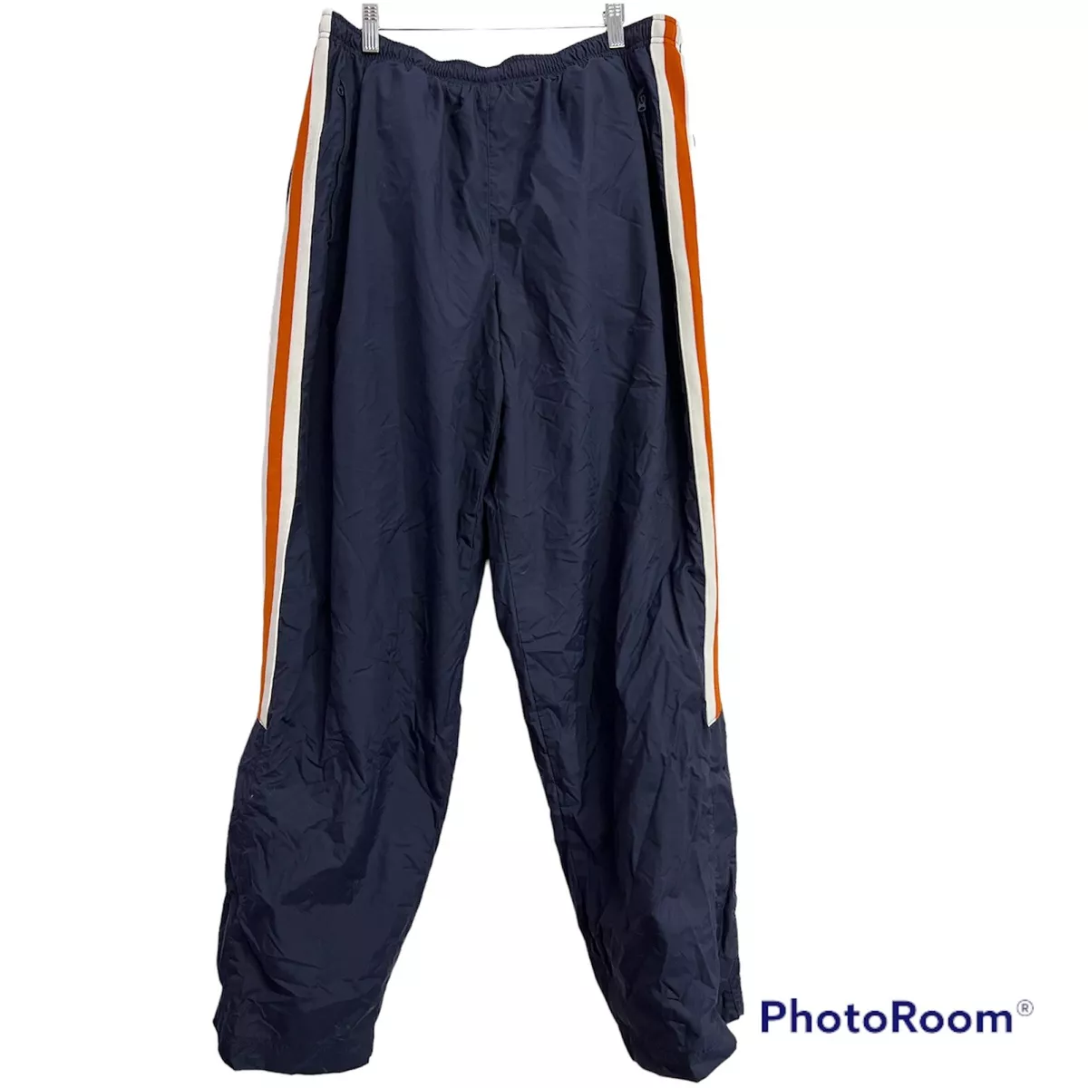 Vintage Nike 90s Track Pants Men XXL Blue Orange Stripe Black Tag Red Swoosh