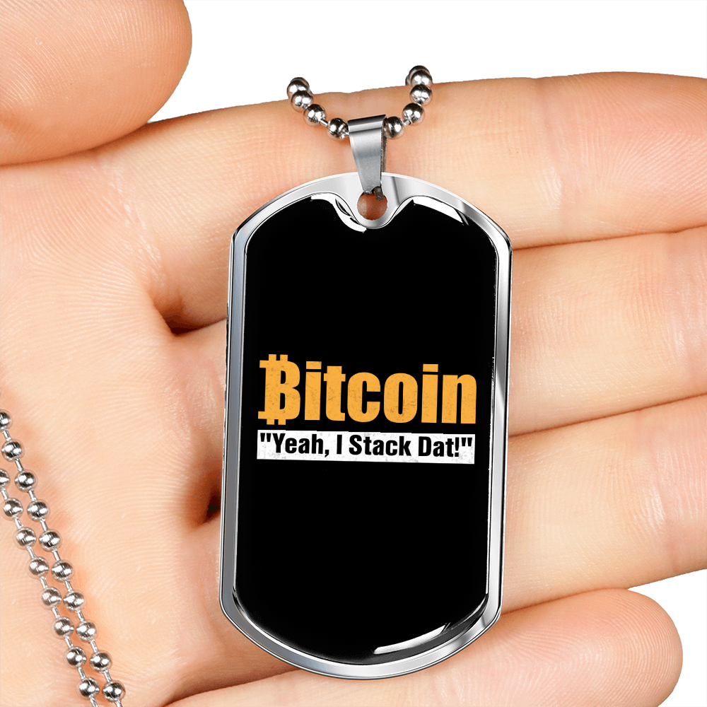 Bitcoin Stack Dat Necklace Stainless Steel or 18k Gold Dog Tag 24 | eBay