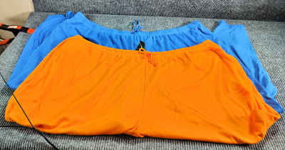 LBW Knits Lot of 2 Pants 6XP Blue&Orange Lounge Drawstring Pockets Stretch Comfy
