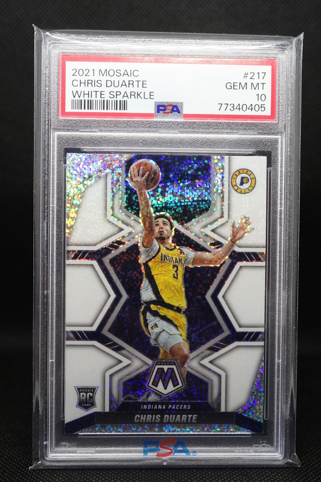 2021-22 Panini Mosaic White Sparkle Prizm #217 Chris Duarte Rookie PSA 10 RARE