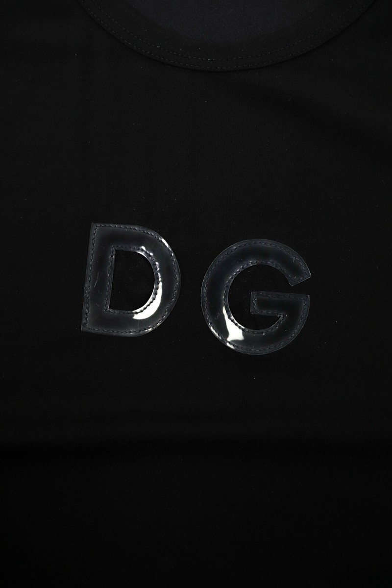 Dolce & Gabbana Vintage 00s DG PVC Logo Black Stretching T
