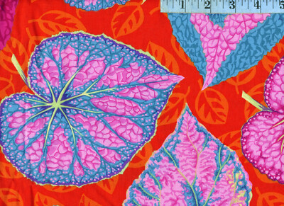 OOP Kaffe Fassett FreeSpirit - Philip Jacobs Big Leaf PJ070 Pink 1 1/8 YD - RARE