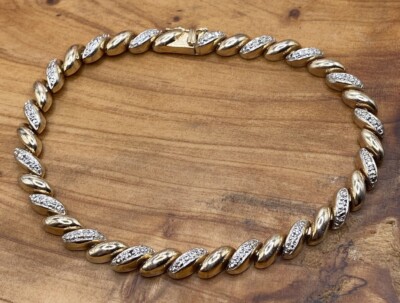 ROSS SIMONS TENNISARMBAND STERLINGSILBER UND DIAMANTEN GOLDFARBEN