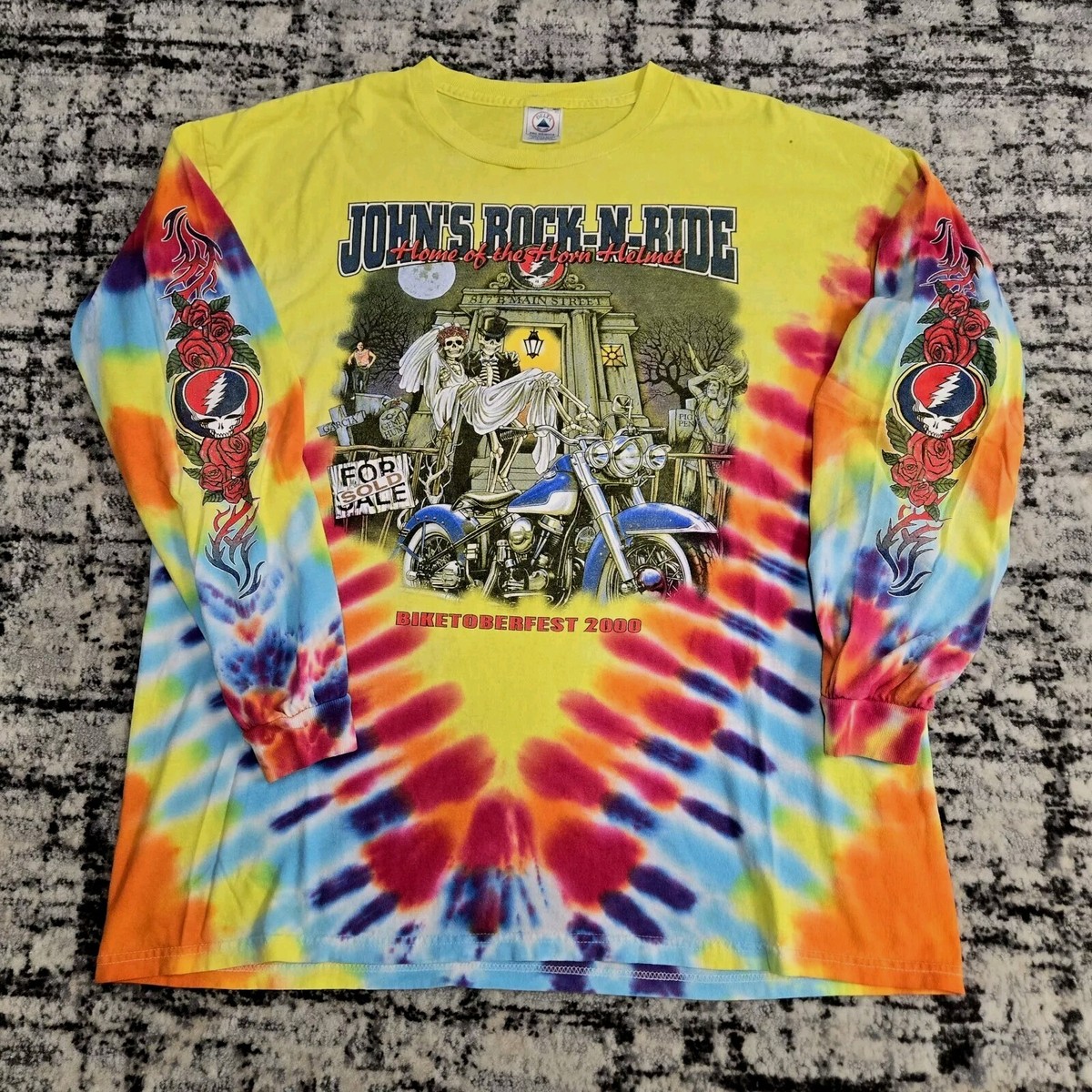 Vtg 2000 Grateful Dead Biketoberfest Long Sleeve Shirt Tie Dye XL 