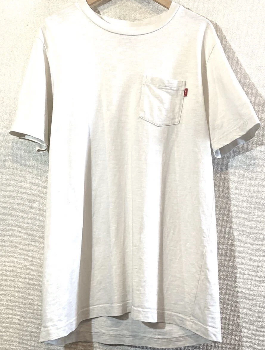 T shirt SUPREME tab poches once lourde grande silhouette liste prix 26 blanc