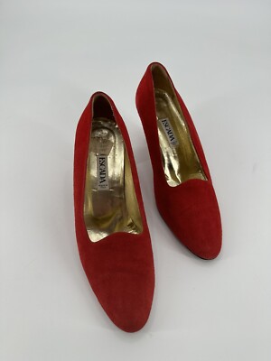 ESCADA BY MARGARETHA LEY LUXURIOUS RED SUEDE 3'' HEELS ITALIAN WOMEN'S SIZE 9.5B