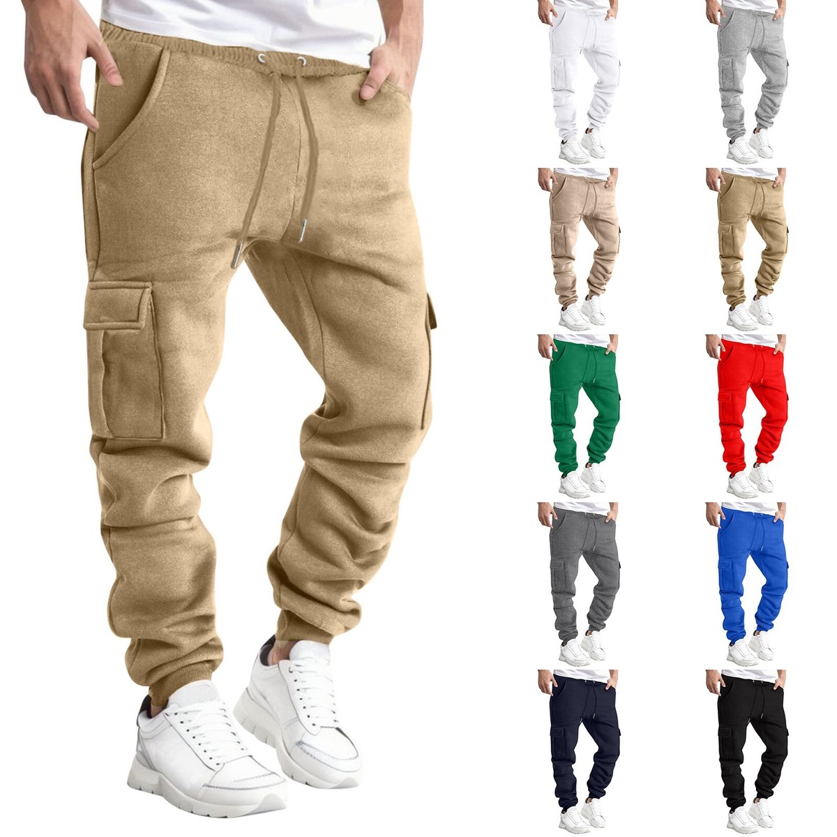 Men&rsquo;s Cargo Pants Cotton Casual Joggers Athletic Pants Loose 
