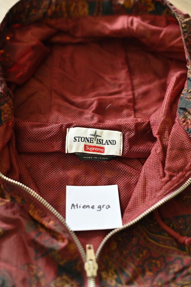 SUPREME X STONE ISLAND PAISLEY NYLON METAL 5c ANORAK BURGUNDY M