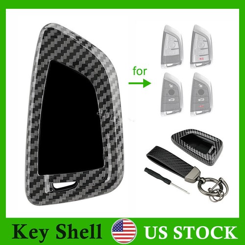 Silicone Carbon Fiber Car Key Fob Case Cover Holder For BMW 2 3 5 6 7 X1 X2 X - Picture 3 of 17
