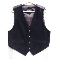 Scully Vest Mens Large Black Suede Western Lined Button Pockets Cowboy Casual