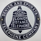 Vintage Denver & Ephrata Telephone Co 8” Porcelain Sign 1910’s Original Estate