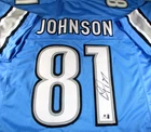 Calvin Johnson / Autographed Detroit Lions Blue Custom Football Jersey / COA