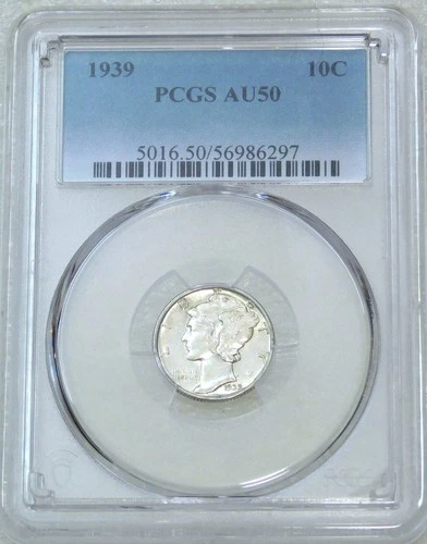 1939 Mercury Dime PCGS AU50 Original Luster Just Graded New Holder #H245A