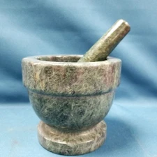 5" x 4.5" Green Import Marble Mortar & Pestle W/ Masher 