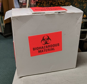 Therapak Biohazardous Material Labels 3x2'', Roll of 1000, Partially Used