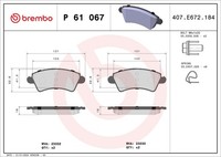 Bremsbelagsatz Scheibenbremse Prime Brembo P 61 067 FüR Peugeot CitroËN Cc N1 2A