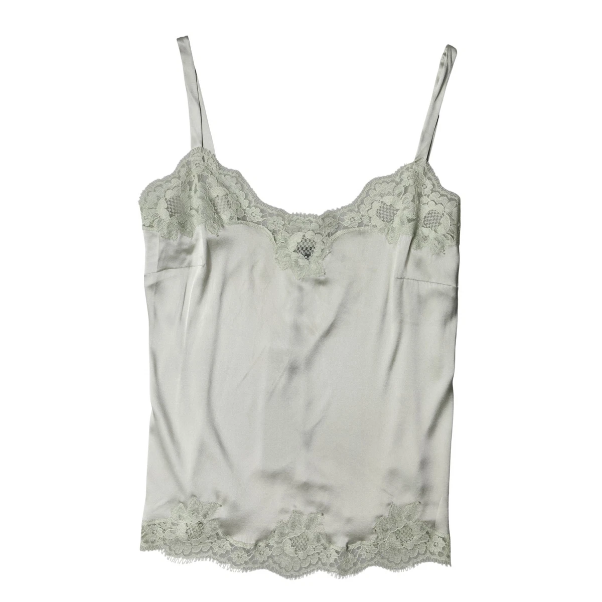 Robe Chemise Dolce & Gabbana En Soie Noire Avec Dentelle Florale - Taille L, Sans Manches, Col Cœur | Neuf Avec étiquettes