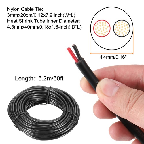 24 Gauge Wire 2 Conductor Electrical Wire PVC Cords Tinned Copper,15.2m/50ft - Picture 2 of 7