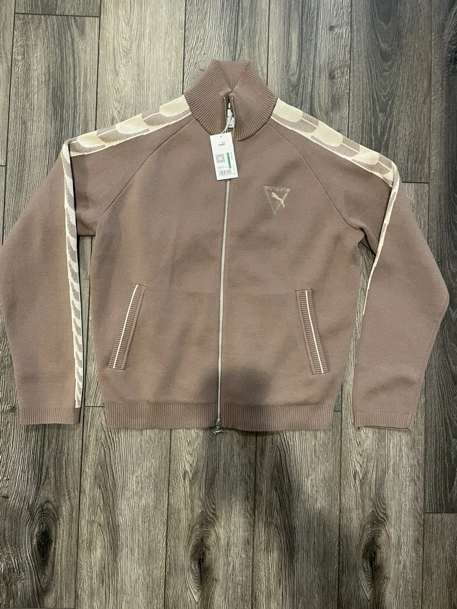 PUMA x REPRESENT T7 Knit Jacket Size Large Pine Bark Brown 632543