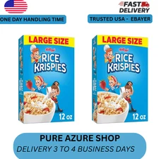 2 pack Kellogg's Rice Krispies Cold Breakfast Cereal, 8 Vitamins and Minerals,