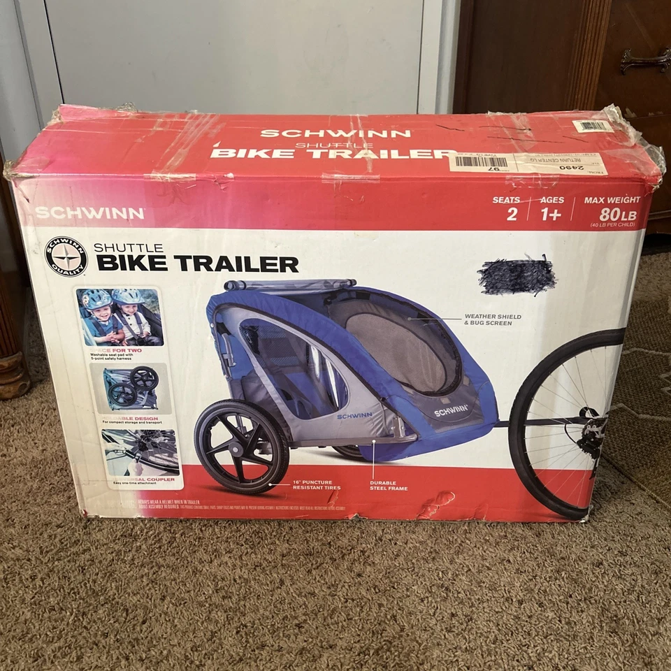 Schwinn Shuttle Fahrradanhänger Modell 13-SC682WM 2 Personen klappbar blau & schwarz!