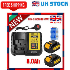 2 Pack 18V 8.0Ah Li-ion Battery Replacement for DeWalt DCB184 DCB182 Only DeWalt