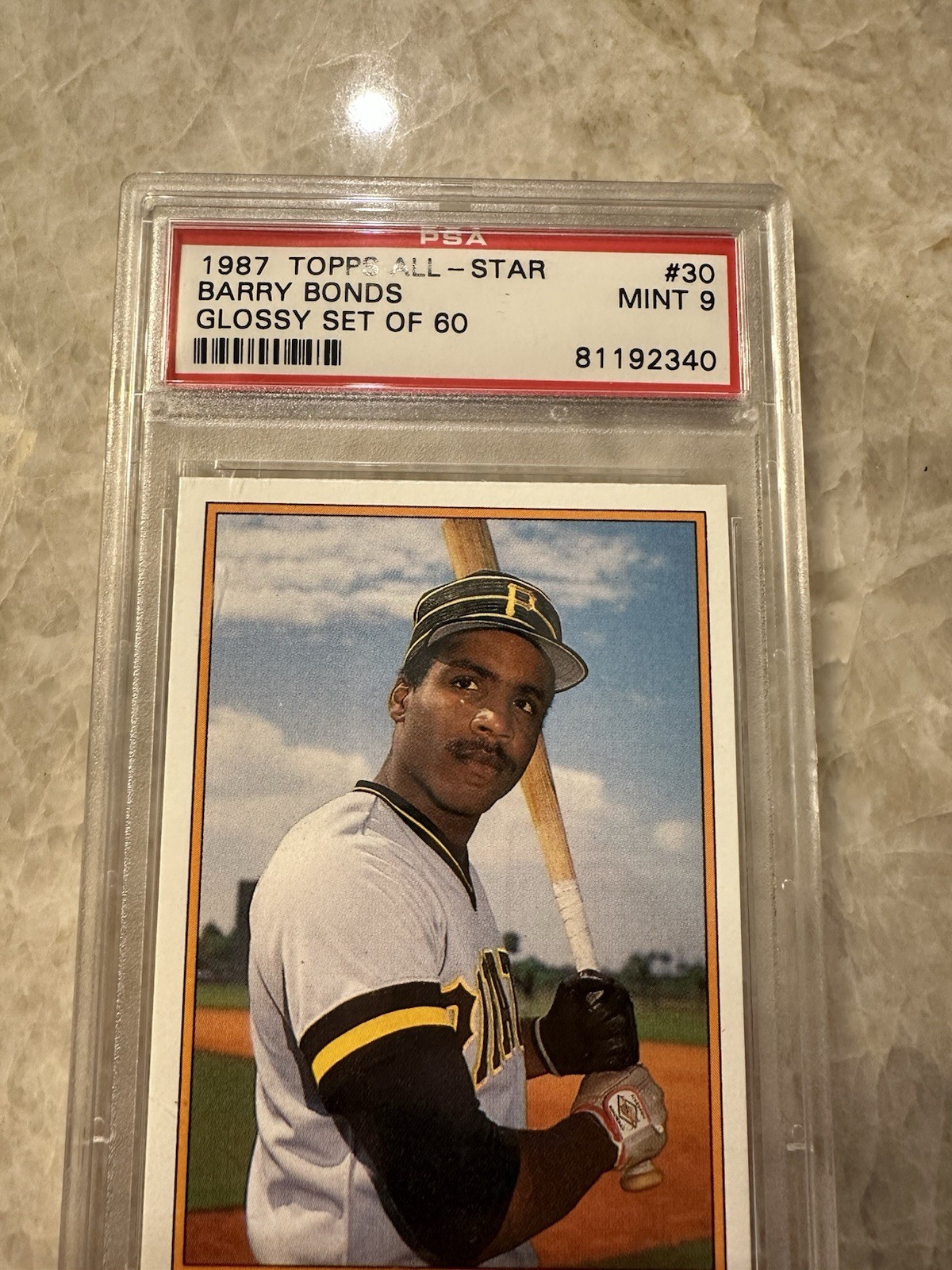 1987 Topps All-Star Glossy #30 Barry Bonds RC Rookie PSA 9 MINT MLB Baseball view 3