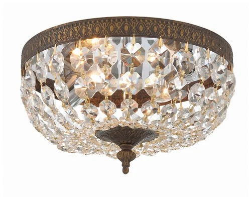 Crystorama Basket Crystal 10" Wide Bronze Ceiling Light - Picture 1 of 7