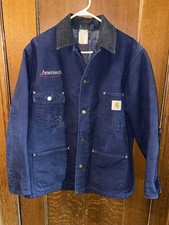 Vtg Carhartt CB102 Blanket Lined Blue Chore Jacket Coat Mens Size 44 Large