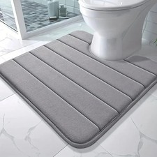 U-Shaped Toilet Mat Memory Foam Bath Non-Slip Mats Floor Coral Fleece Carpet Rug