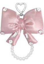 Bow Keychain for Purse, Pink Pearl Rhinestone Bag Charms, Cute Bow Purse Charm
