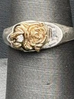 Keepsake 925 Sterling Silver  Gold Diamond Rose Ring, Engraved With L. Size 7.5