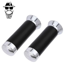 Original Lowrider 7/8" Vinyl Grips 130mm – Black/Chrome Custom Cruiser CP Caps.